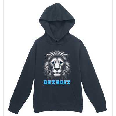 Head Of Lion With Blue Eyes Detroit Michigan Football Fan Urban Pullover Hoodie