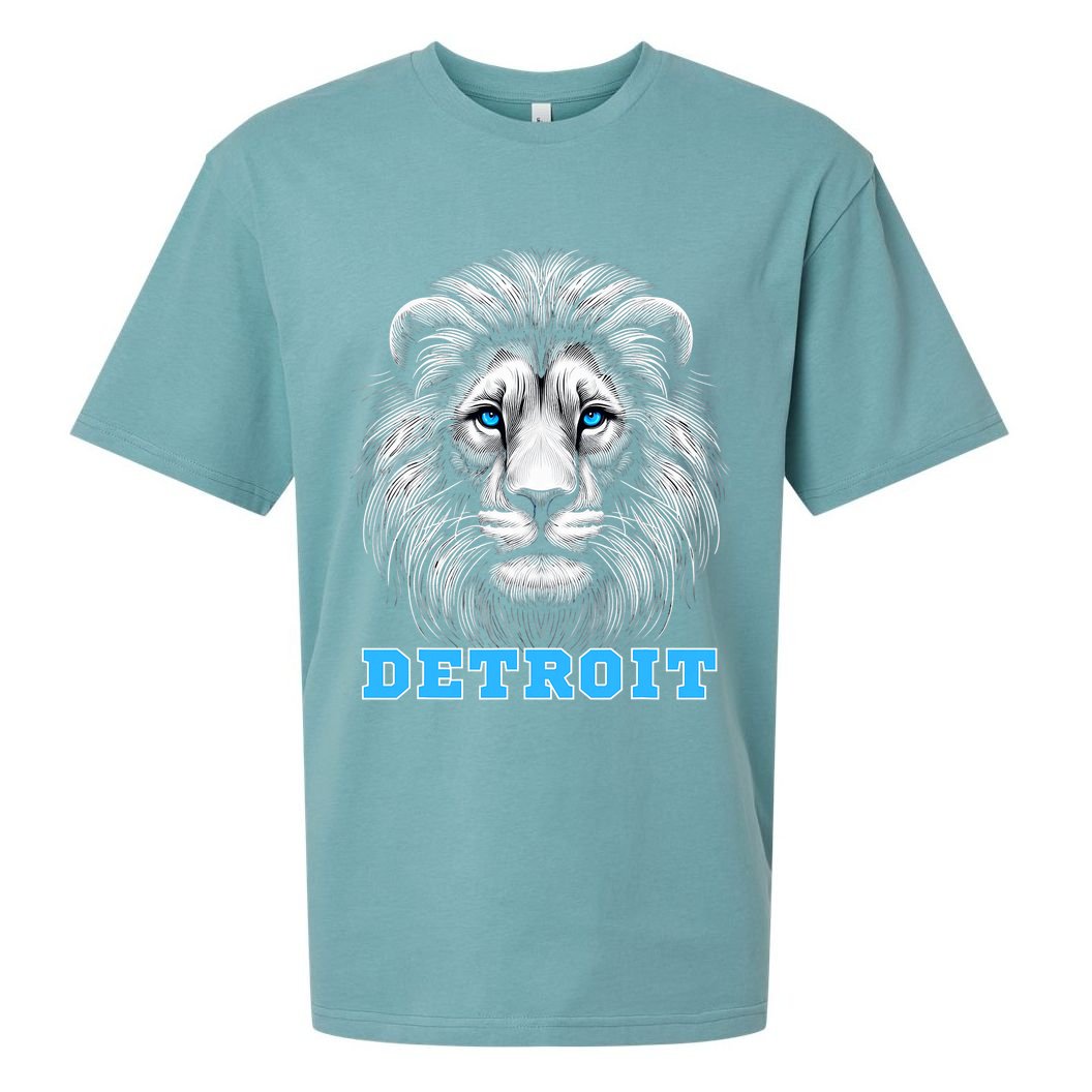 Head Of Lion With Blue Eyes Detroit Michigan Football Fan Sueded Cloud Jersey T-Shirt