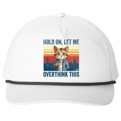 Hold On Let Me Overthink This Funny Coffee Cat Sarcastic Snapback Five-Panel Rope Hat