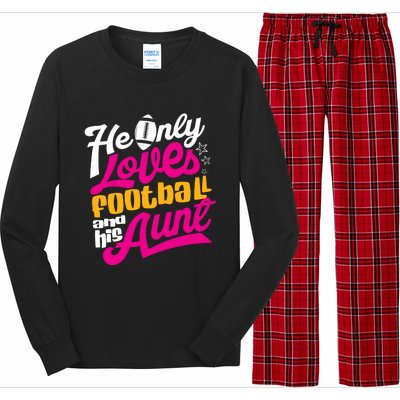 He Only Loves Football Aunt Auntie Wo Long Sleeve Pajama Set