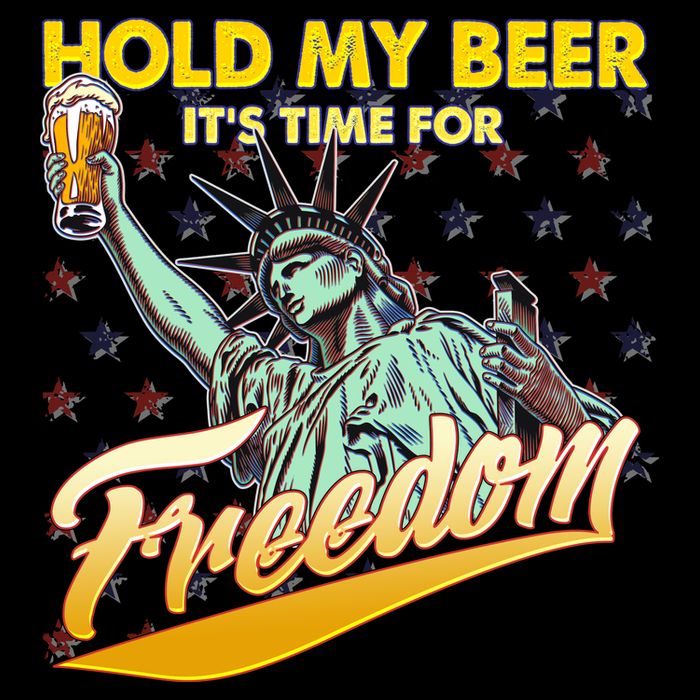 Hold My Beer It's Time For Freedom Statue Of Liberty Stripe Pom Pom Beanie