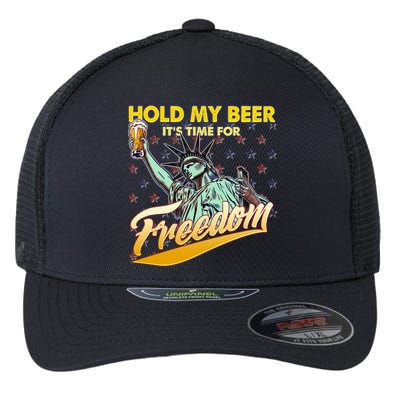 Hold My Beer It's Time For Freedom Statue Of Liberty Flexfit Unipanel Trucker Cap