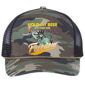 Hold My Beer It's Time For Freedom Statue Of Liberty Retro Rope Trucker Hat Cap