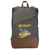 Hold My Beer It's Time For Freedom Statue Of Liberty Cotton Canvas Backpack