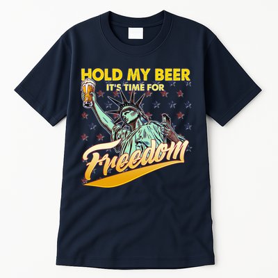 Hold My Beer It's Time For Freedom Statue Of Liberty Tall T-Shirt