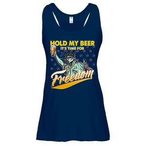 Hold My Beer It's Time For Freedom Statue Of Liberty Ladies Essential Flowy Tank