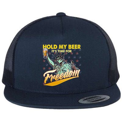 Hold My Beer It's Time For Freedom Statue Of Liberty Flatbill Hat
