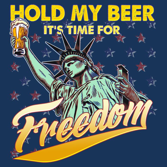 Hold My Beer It's Time For Freedom Statue Of Liberty Flat Bill Trucker Hat