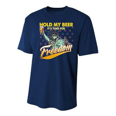 Hold My Beer It's Time For Freedom Statue Of Liberty Youth Performance Sprint T-Shirt