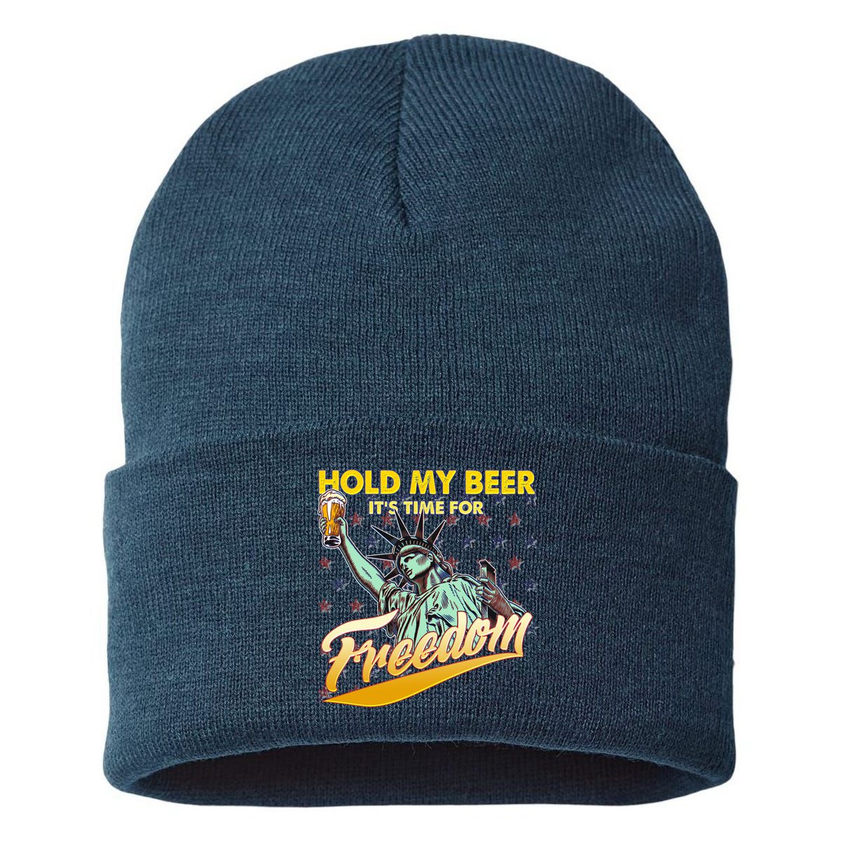 Hold My Beer It's Time For Freedom Statue Of Liberty Sustainable Knit Beanie
