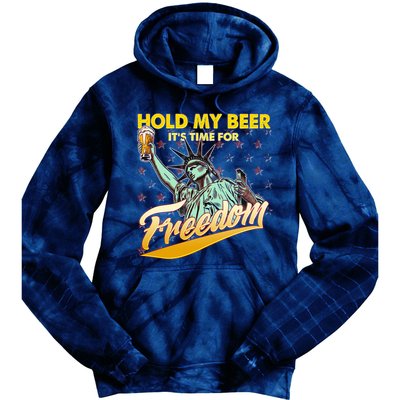 Hold My Beer It's Time For Freedom Statue Of Liberty Tie Dye Hoodie