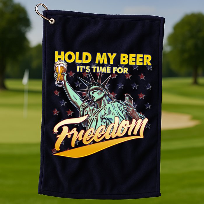 Hold My Beer It's Time For Freedom Statue Of Liberty Golf Towel