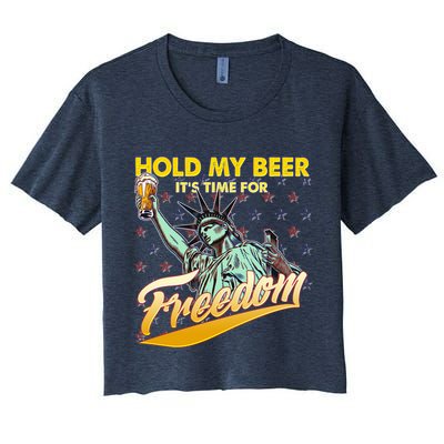 Hold My Beer It's Time For Freedom Statue Of Liberty Crop Top