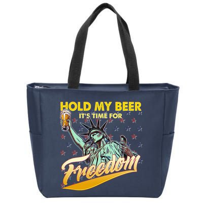 Hold My Beer It's Time For Freedom Statue Of Liberty Zip Tote Bag