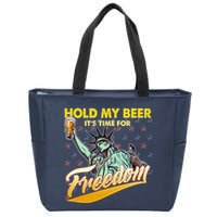 Hold My Beer It's Time For Freedom Statue Of Liberty Zip Tote Bag