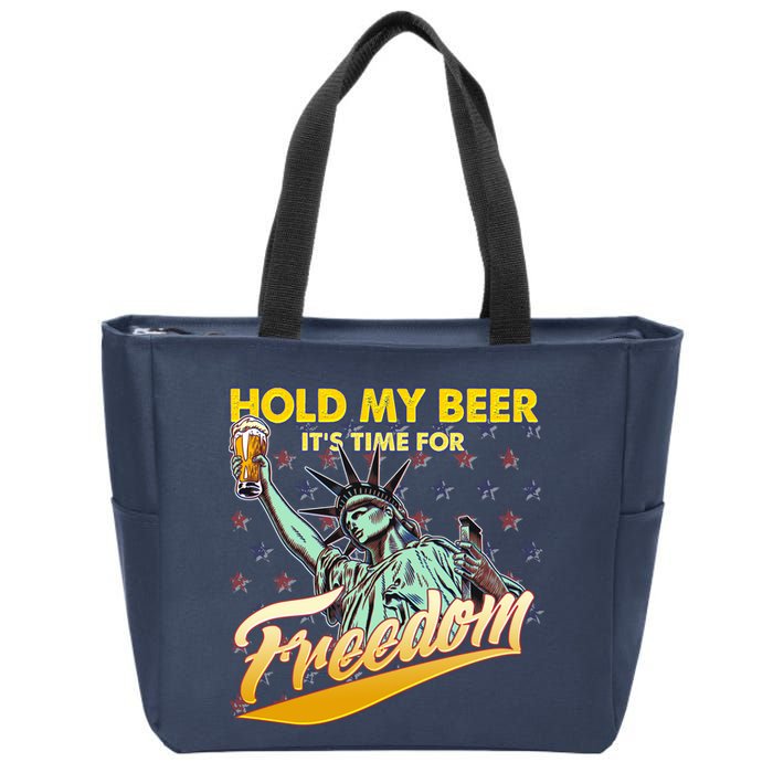 Hold My Beer It's Time For Freedom Statue Of Liberty Zip Tote Bag