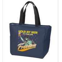 Hold My Beer It's Time For Freedom Statue Of Liberty Zip Tote Bag