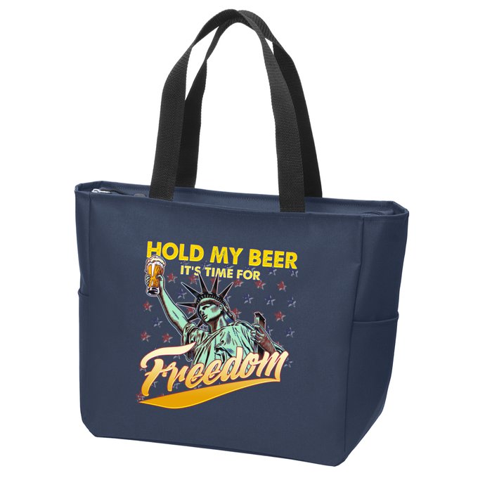 Hold My Beer It's Time For Freedom Statue Of Liberty Zip Tote Bag