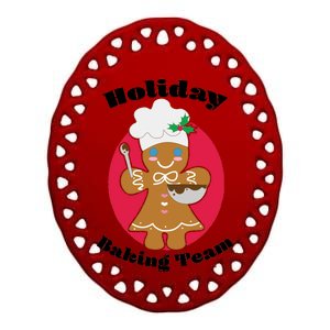 Holiday Baking Team Gingerbread Ceramic Oval Ornament