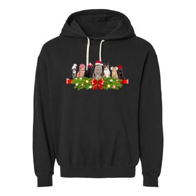 Holiday Christmas Cats Garment-Dyed Fleece Hoodie