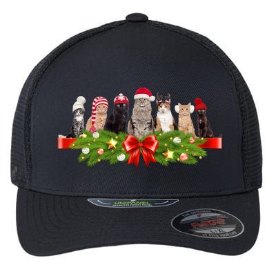 Holiday Christmas Cats Flexfit Unipanel Trucker Cap