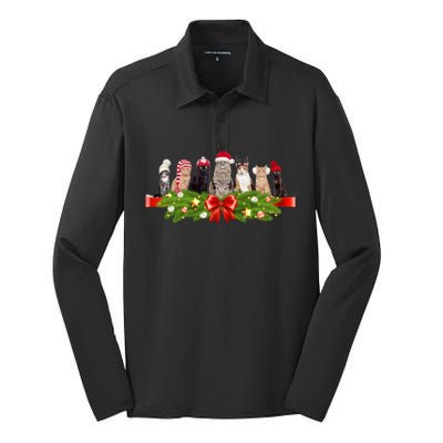 Holiday Christmas Cats Silk Touch Performance Long Sleeve Polo