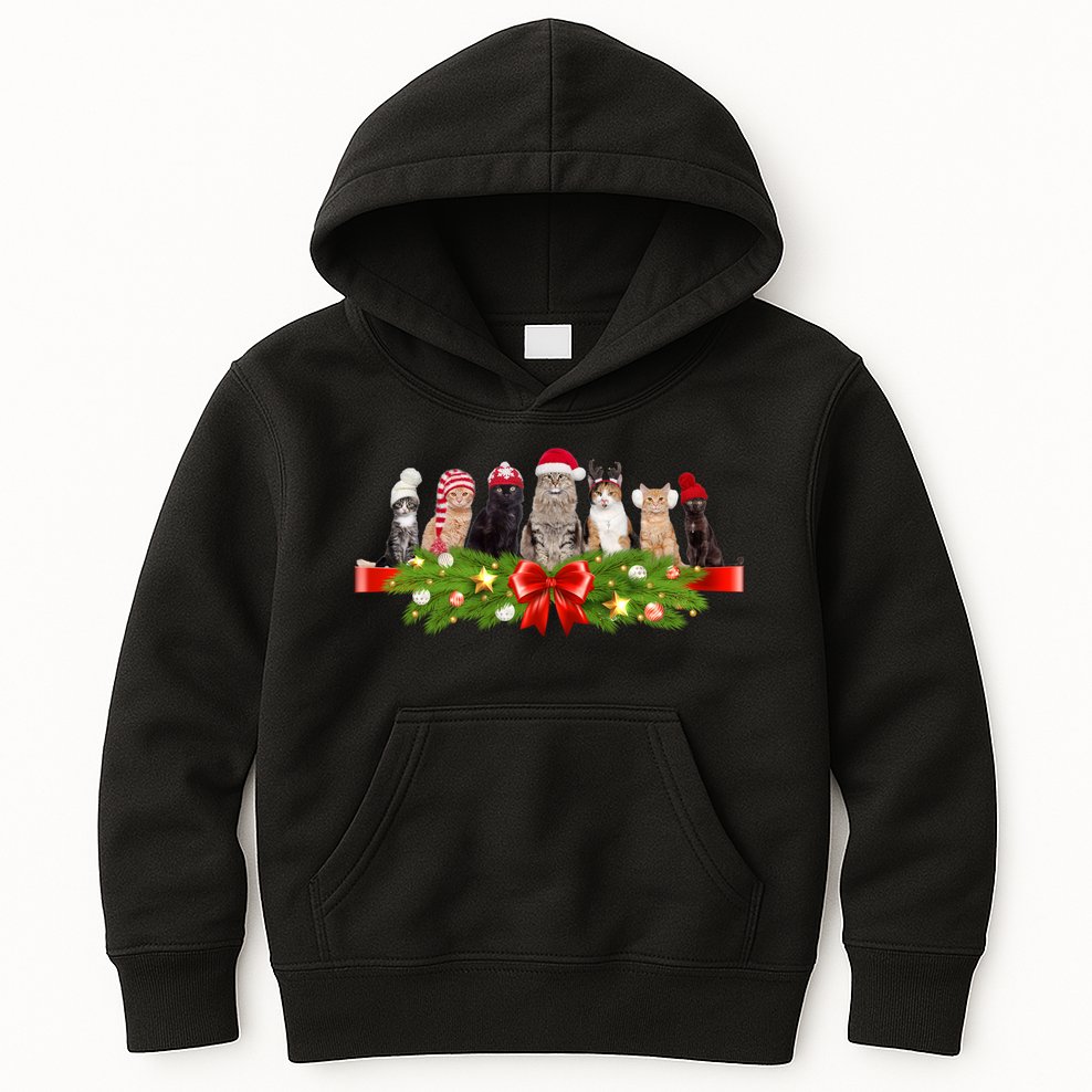 Holiday Christmas Cats Kids Hoodie