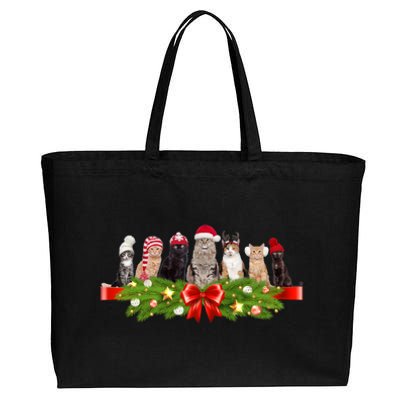 Holiday Christmas Cats Cotton Canvas Jumbo Tote