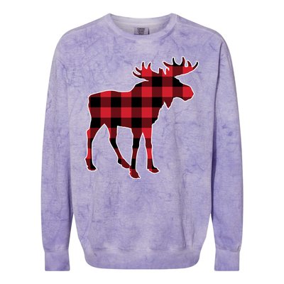 Holiday Plaid Moose Colorblast Crewneck Sweatshirt