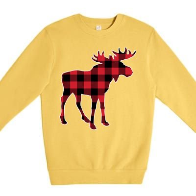 Holiday Plaid Moose Premium Crewneck Sweatshirt