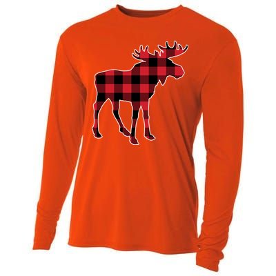 Holiday Plaid Moose Cooling Performance Long Sleeve Crew