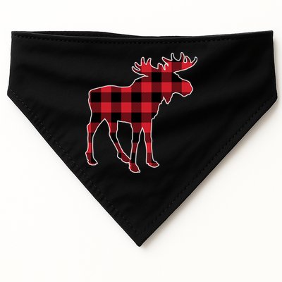 Holiday Plaid Moose USA-Made Doggie Bandana