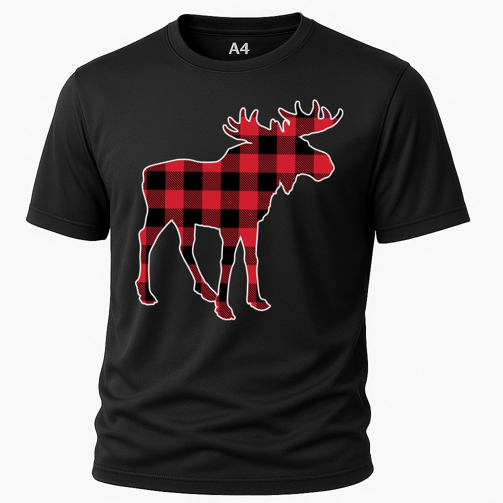 Holiday Plaid Moose Cooling Performance Crew T-Shirt