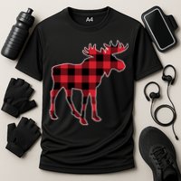 Holiday Plaid Moose Cooling Performance Crew T-Shirt