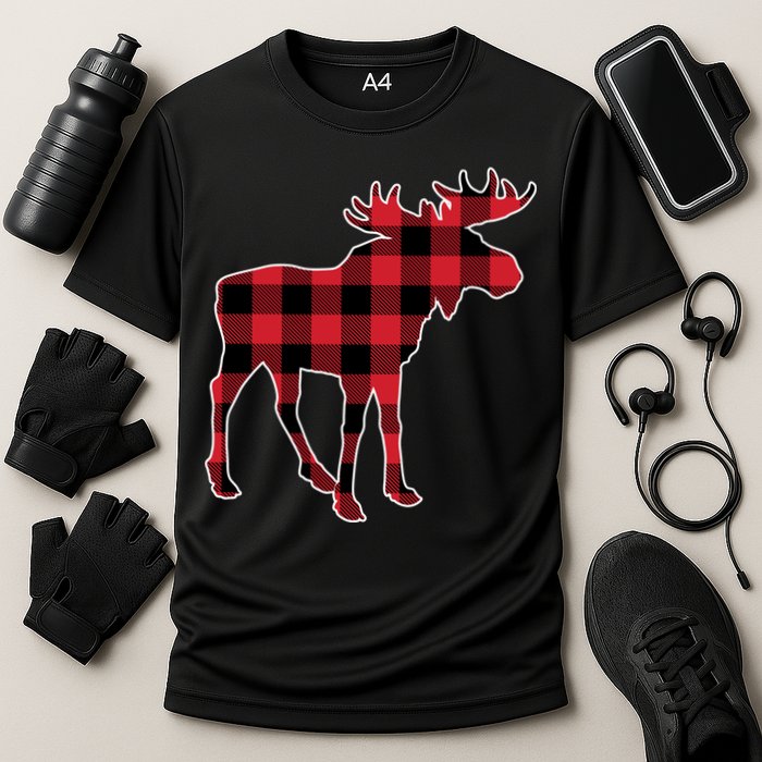 Holiday Plaid Moose Cooling Performance Crew T-Shirt