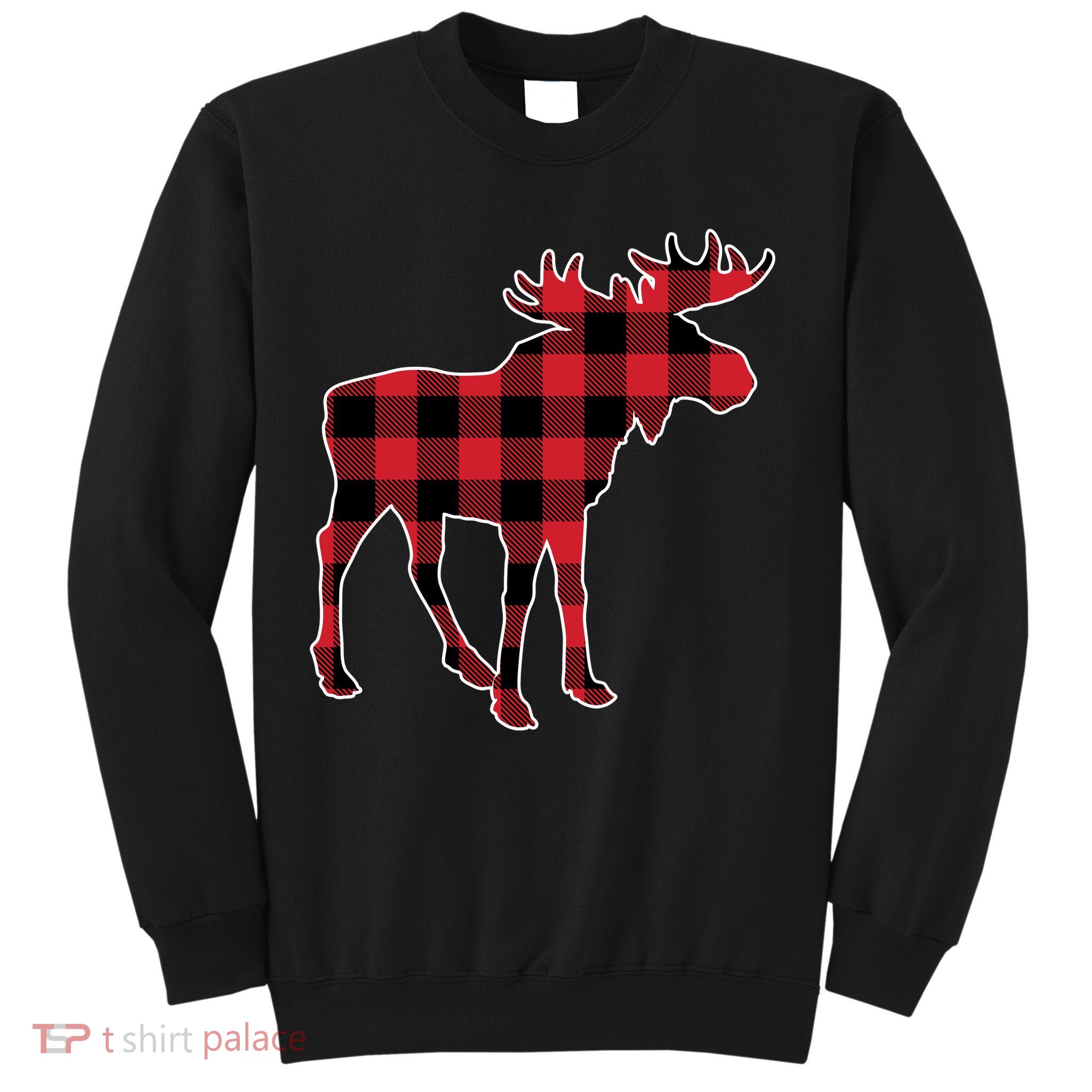 Holiday Plaid Moose Sweatshirt