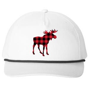 Holiday Plaid Moose Snapback Five-Panel Rope Hat