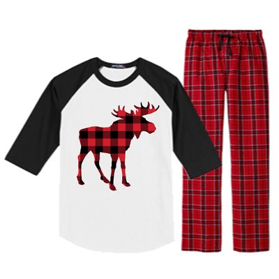 Holiday Plaid Moose Raglan Sleeve Pajama Set