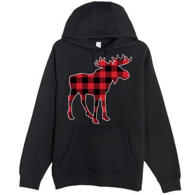 Holiday Plaid Moose Premium Pullover Hoodie