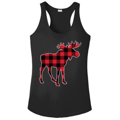 Holiday Plaid Moose Ladies PosiCharge Competitor Racerback Tank