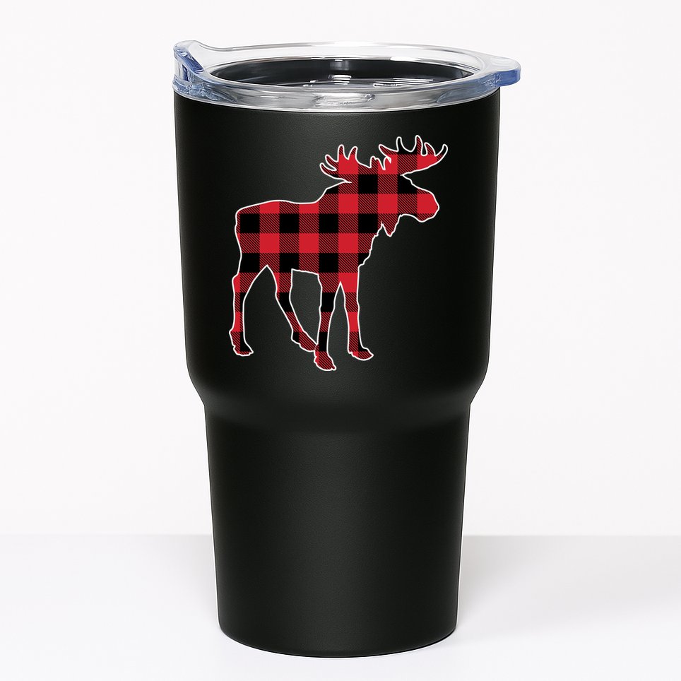 Holiday Plaid Moose Tumbler