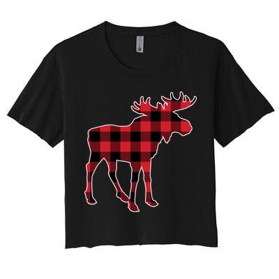 Holiday Plaid Moose Crop Top