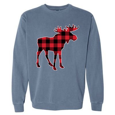 Holiday Plaid Moose Garment-Dyed Sweatshirt