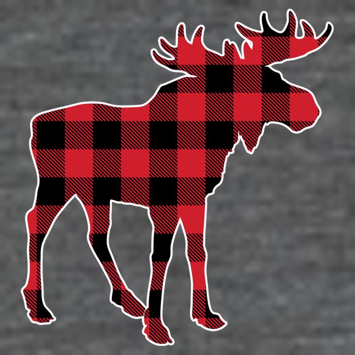 Holiday Plaid Moose 7 Panel Mesh Trucker Snapback Hat