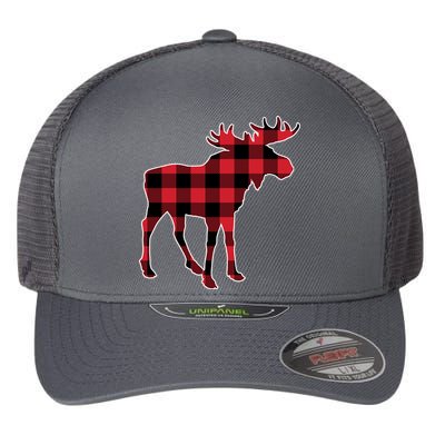 Holiday Plaid Moose Flexfit Unipanel Trucker Cap