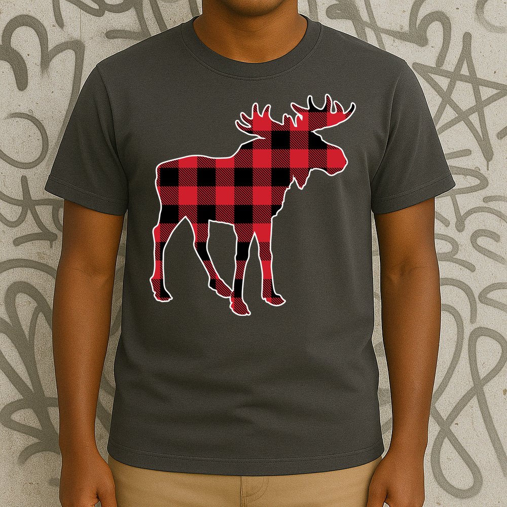 Holiday Plaid Moose T-Shirt