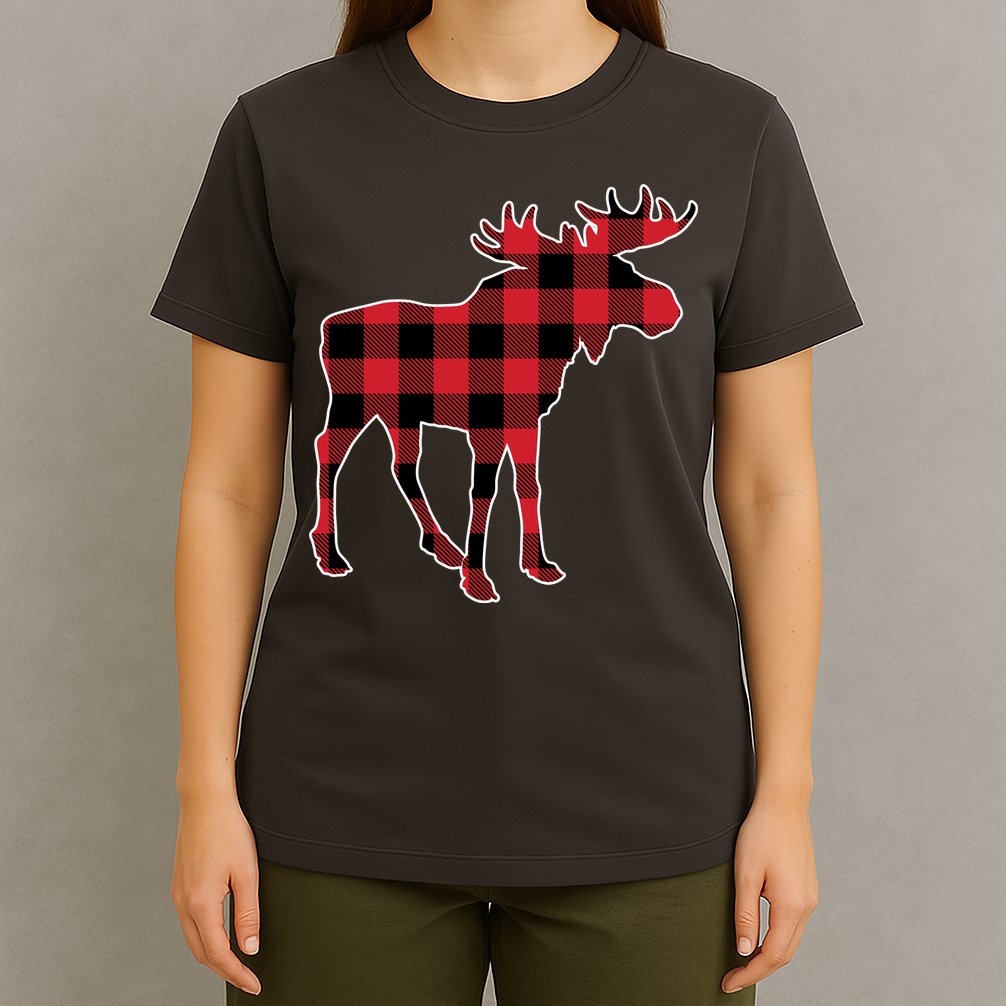 Holiday Plaid Moose T-Shirt