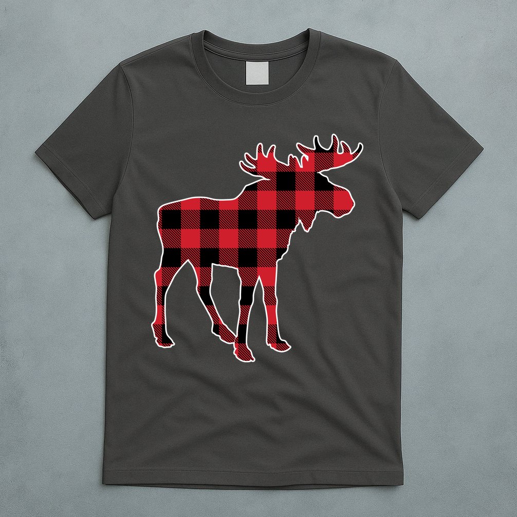 Holiday Plaid Moose T-Shirt