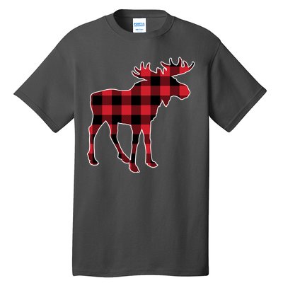 Holiday Plaid Moose Tall T-Shirt