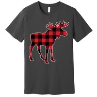 Holiday Plaid Moose Premium T-Shirt